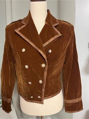 Double-Breasted Velvet Jacket in Brown
